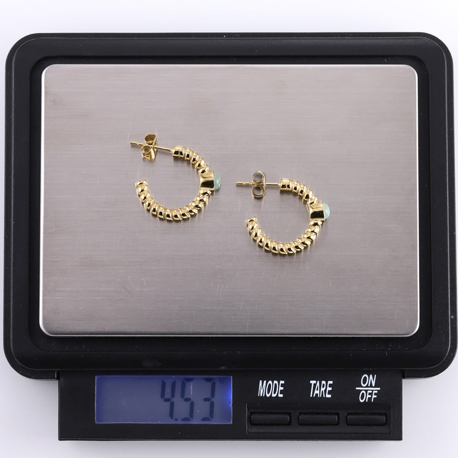 ESS889 STAINLESS STEEL TWIST EARRING WITH STONE
