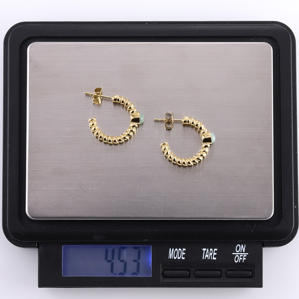 ESS889 STAINLESS STEEL TWIST EARRING WITH STONE