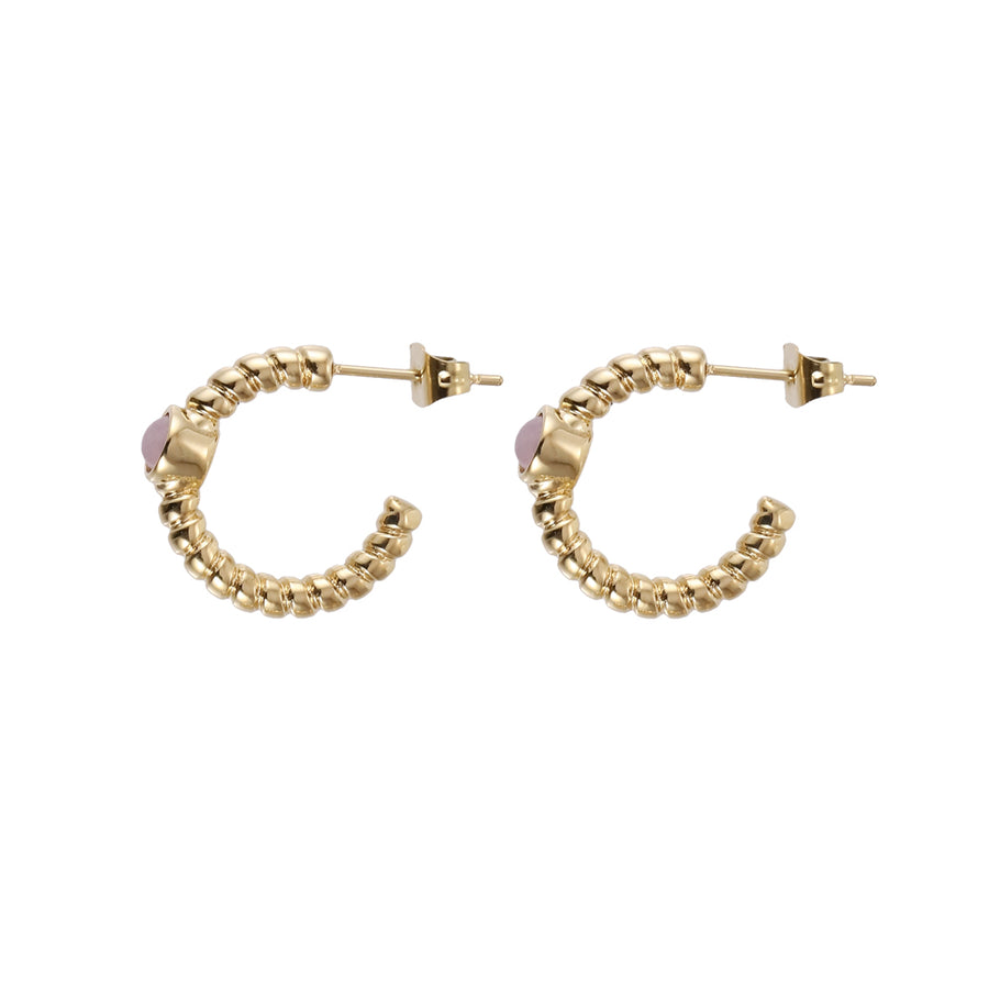 ESS889 STAINLESS STEEL TWIST EARRING WITH STONE