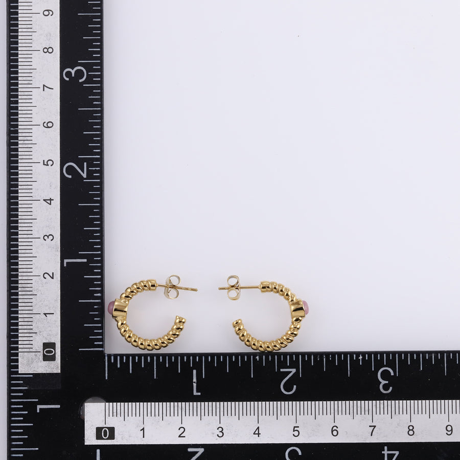 ESS889 STAINLESS STEEL TWIST EARRING WITH STONE