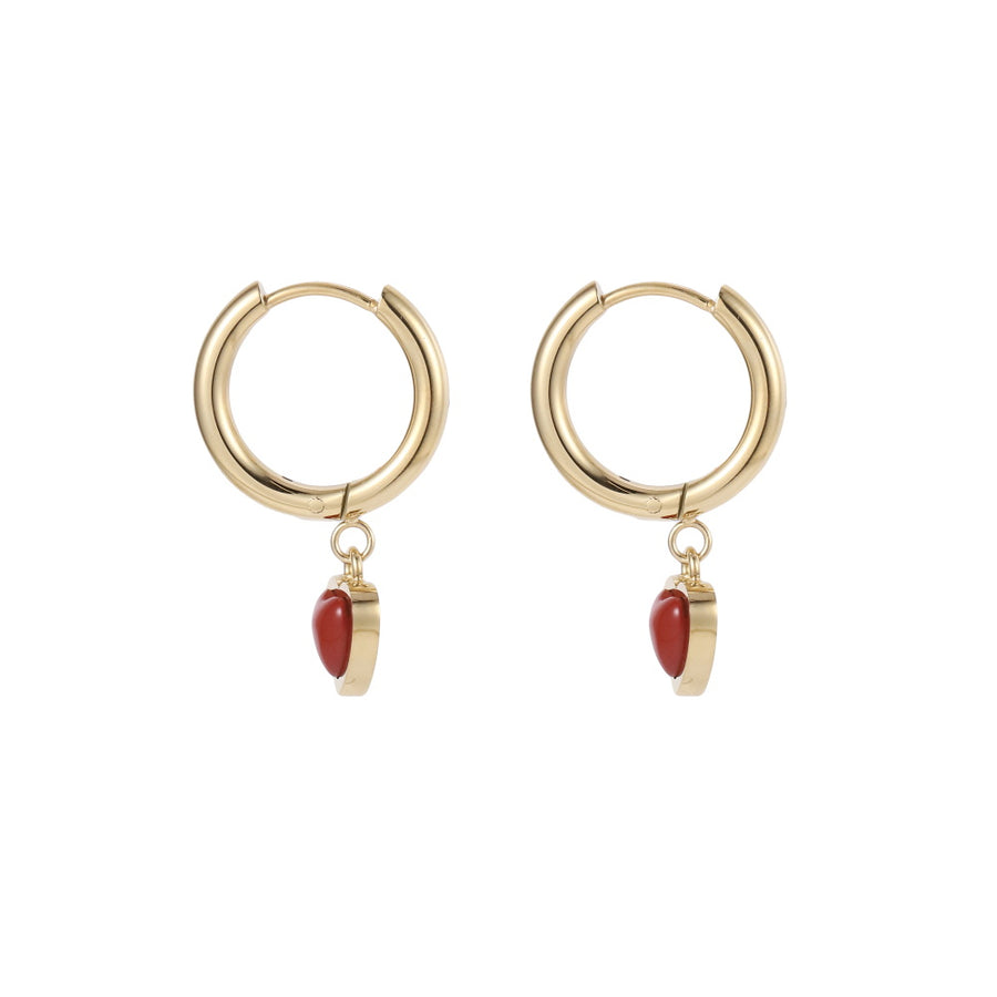 ESS897 STAINLESS STEEL HOOP EARRING WITH HEART CHARM