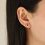 ESS898 STAINLESS STEEL HEART EAR STUD WITH NATURAL STONE