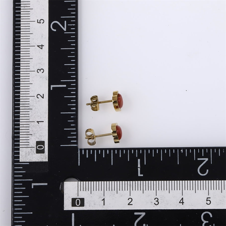 ESS898 STAINLESS STEEL HEART EAR STUD WITH NATURAL STONE