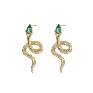 ESS901 STAINLESS STEEL SNAKE EARRING WITH CZ