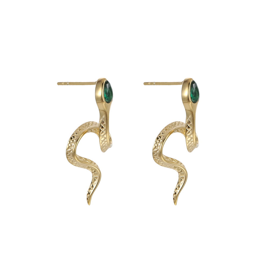 ESS901 STAINLESS STEEL SNAKE EARRING WITH CZ