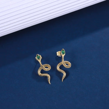 ESS901 STAINLESS STEEL SNAKE EARRING WITH CZ