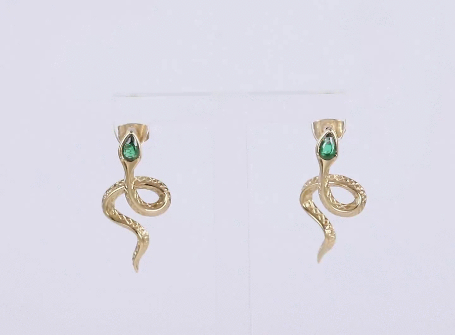 ESS901 STAINLESS STEEL SNAKE EARRING WITH CZ