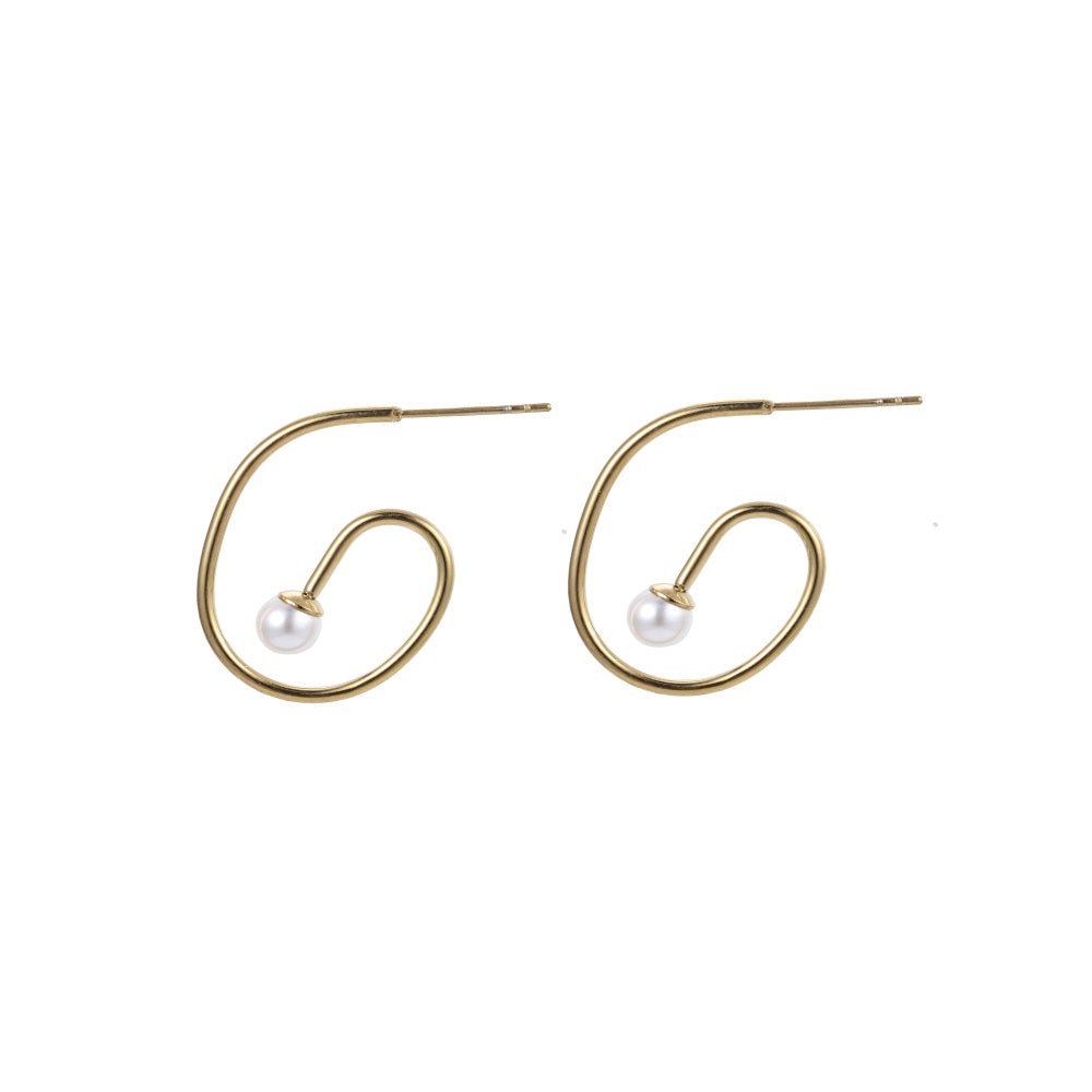 ESS904 STAINLESS STEEL EARRING WITH SHELL PEARL