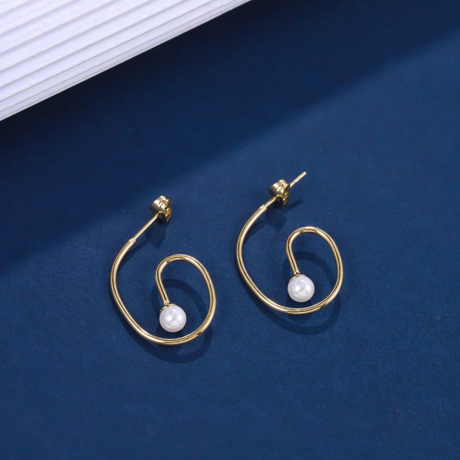ESS904 STAINLESS STEEL EARRING WITH SHELL PEARL