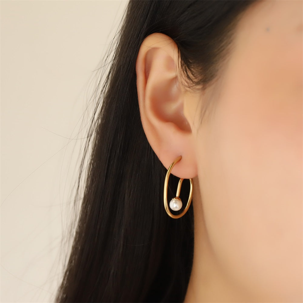ESS904 STAINLESS STEEL EARRING WITH SHELL PEARL
