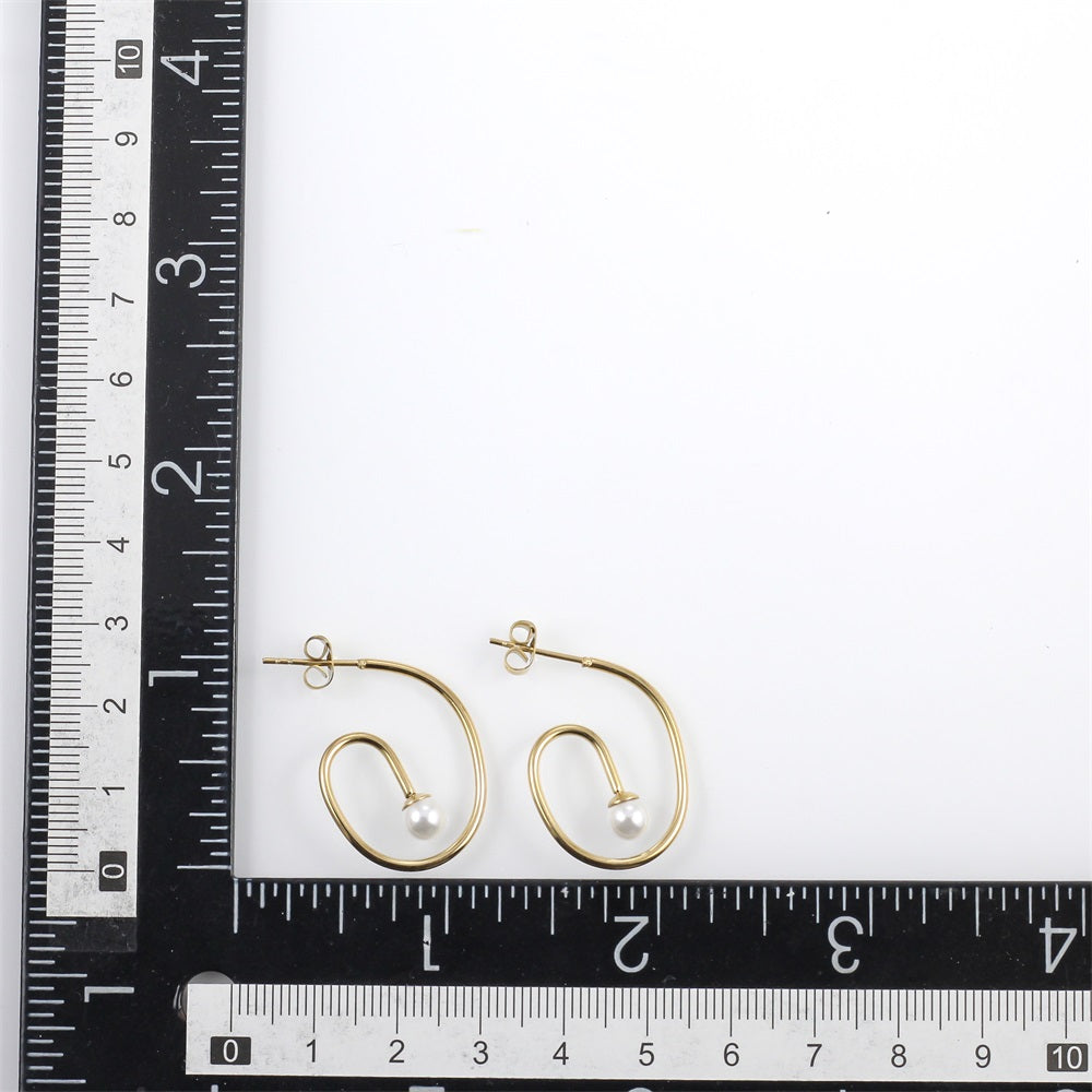 ESS904 STAINLESS STEEL EARRING WITH SHELL PEARL