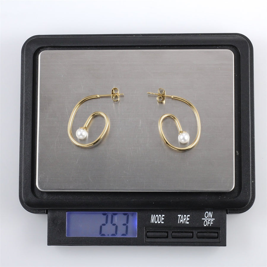 ESS904 STAINLESS STEEL EARRING WITH SHELL PEARL
