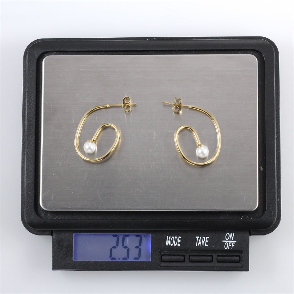 ESS904 STAINLESS STEEL EARRING WITH SHELL PEARL