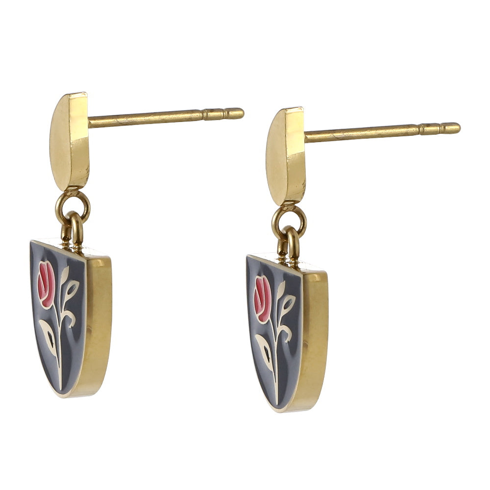 ESS911 STAINLESS STEEL EPOXY EARRING WITH ROSE