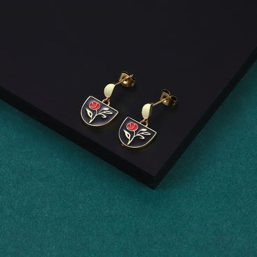 ESS911 STAINLESS STEEL EPOXY EARRING WITH ROSE