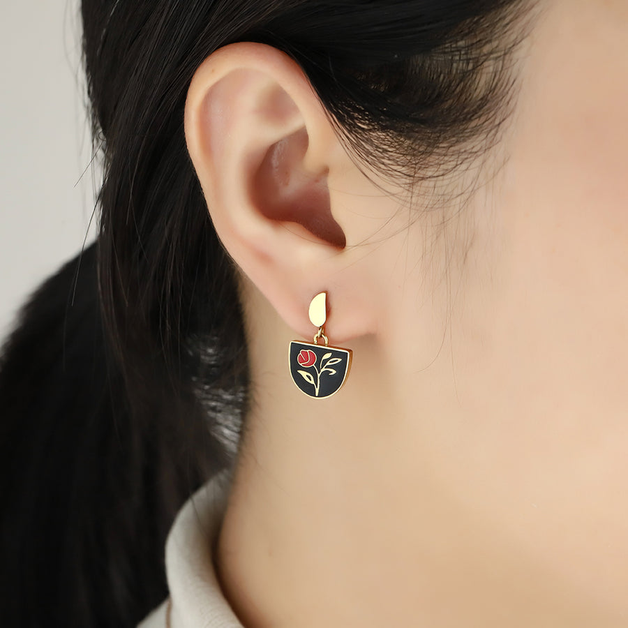 ESS911 STAINLESS STEEL EPOXY EARRING WITH ROSE