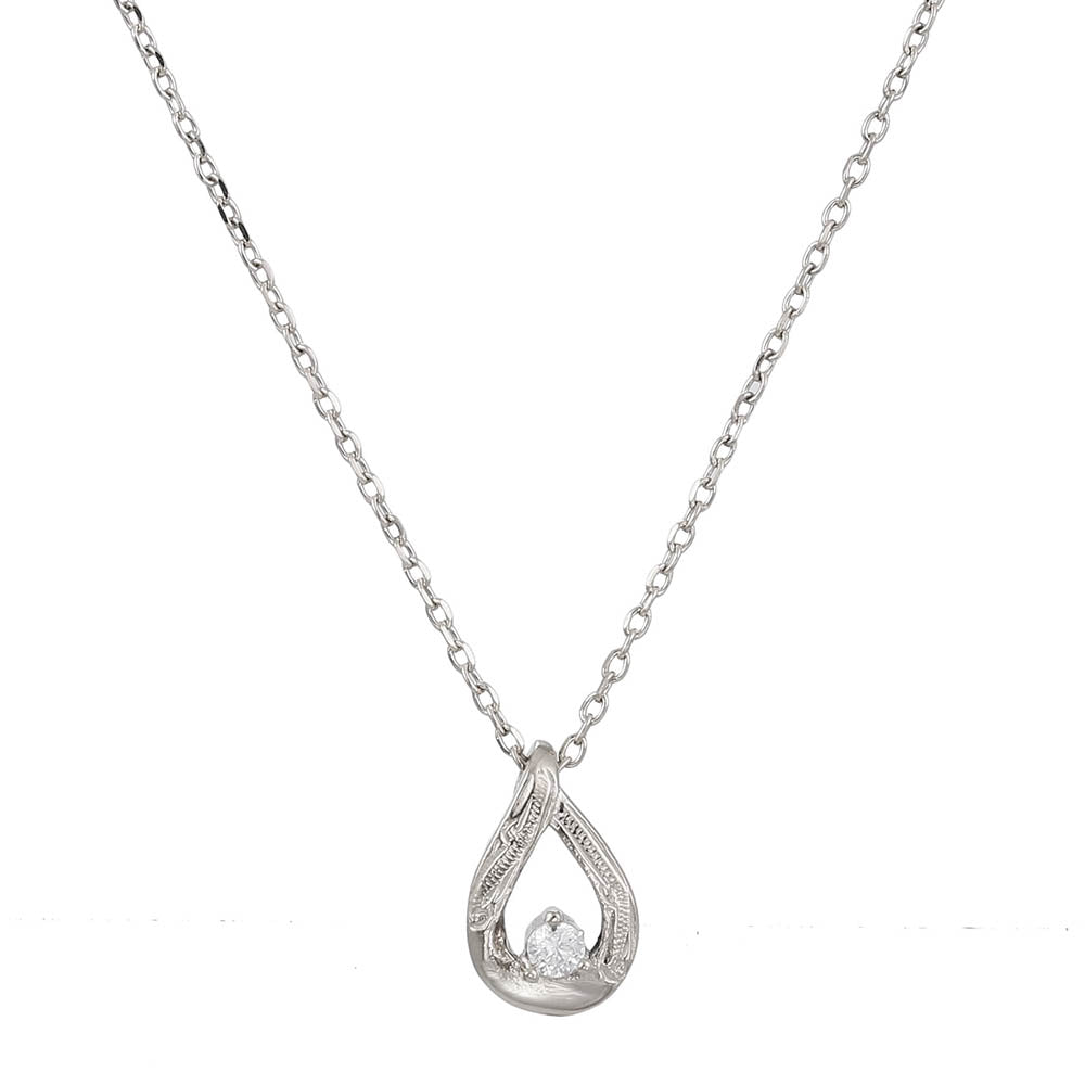 water drop, stainless steel necklace, crystal