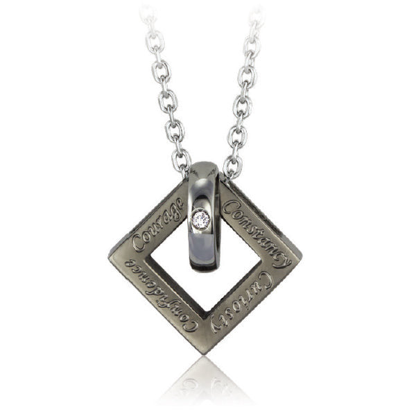 GPSS635 STAINLESS STEEL PENDANTCourage   Constancy  Confidence   Curiosity AAB CO..