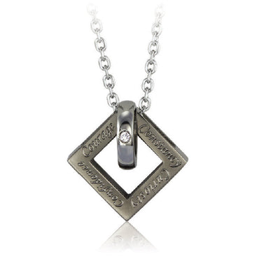 GPSS635 STAINLESS STEEL PENDANTCourage   Constancy  Confidence   Curiosity AAB CO..