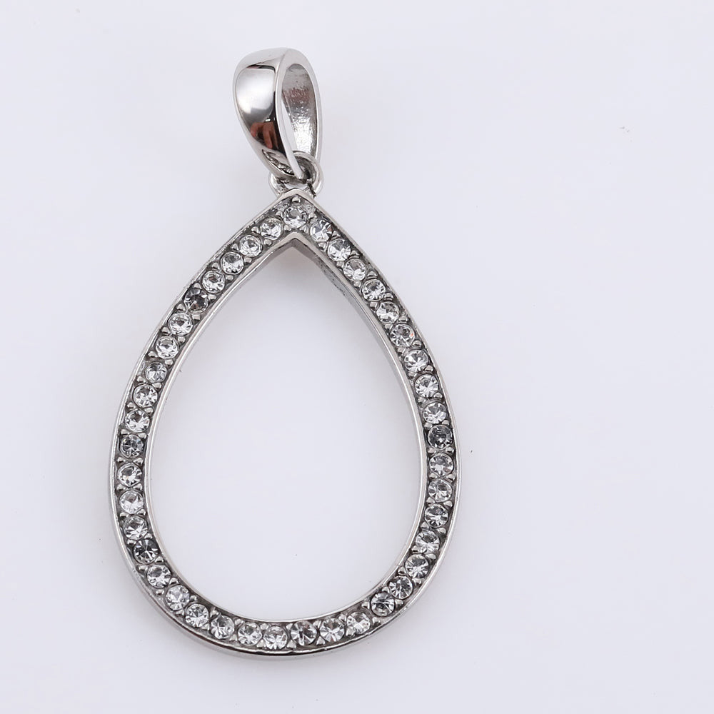 INP291A STAINLESS STEEL WATER DROP PENDANT WITH CRYSTAL AAB CO..