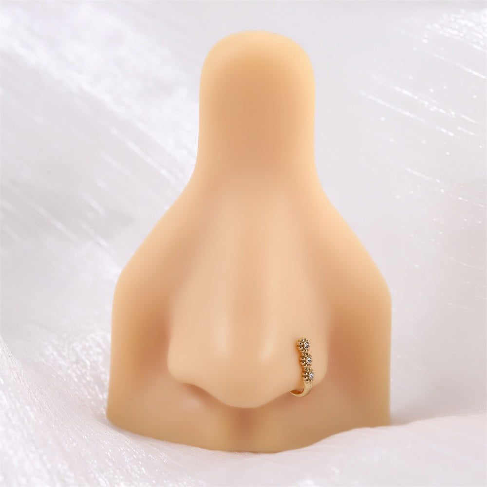 JBNS07 STAINLESS STEEL L-SHAPE NOSE STUD WITH FLOWER DESIGN