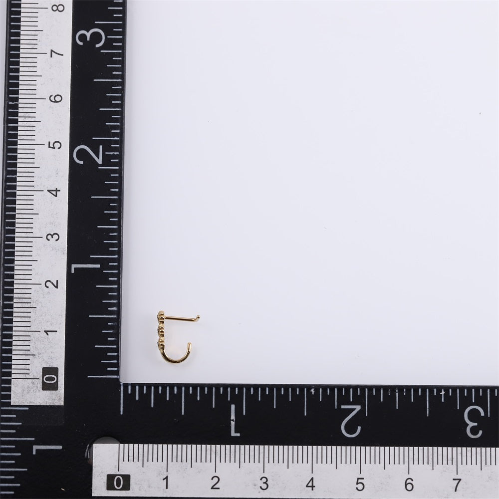 JBNS07 STAINLESS STEEL L-SHAPE NOSE STUD WITH FLOWER DESIGN