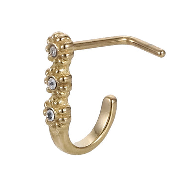 JBNS07 STAINLESS STEEL L-SHAPE NOSE STUD WITH FLOWER DESIGN