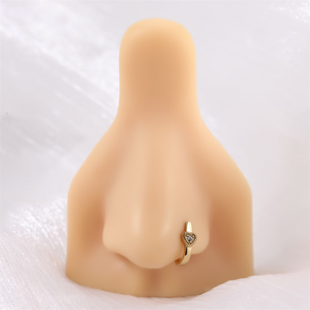 JBNS08 STAINLESS STEEL L-SHAPE NOSE STUD WITH HEART DESIGN