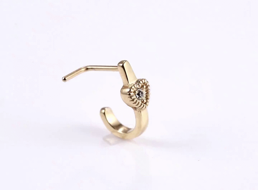 JBNS08 STAINLESS STEEL L-SHAPE NOSE STUD WITH HEART DESIGN