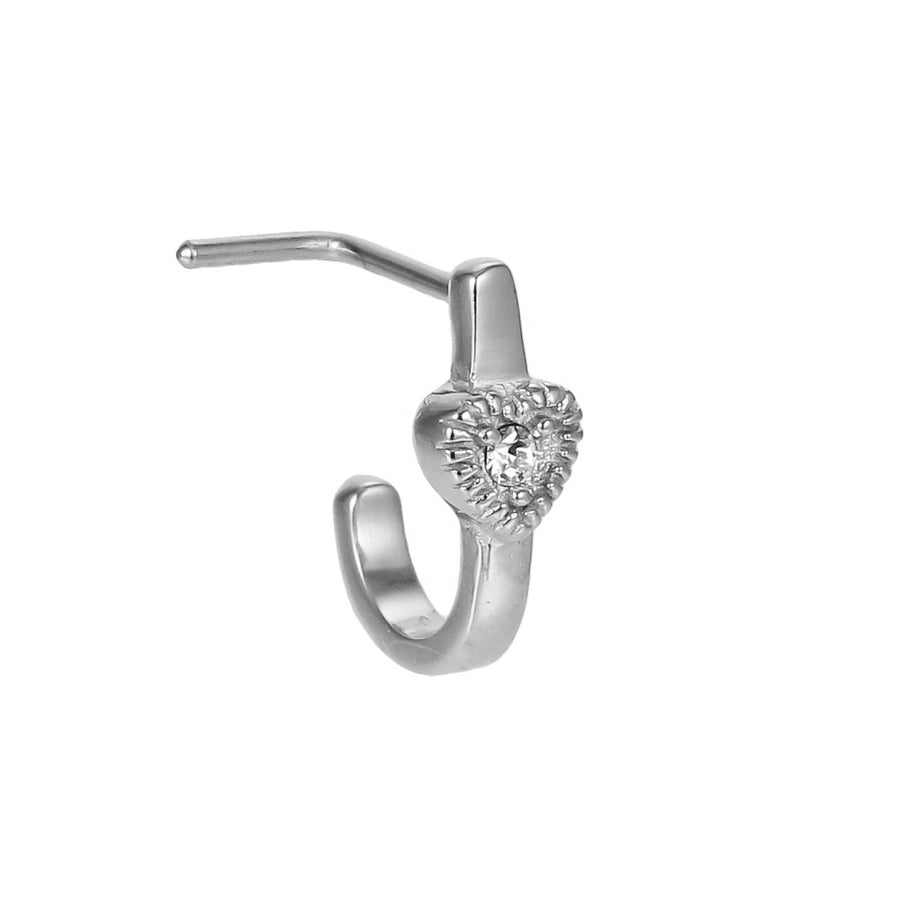 JBNS08 STAINLESS STEEL L-SHAPE NOSE STUD WITH HEART DESIGN