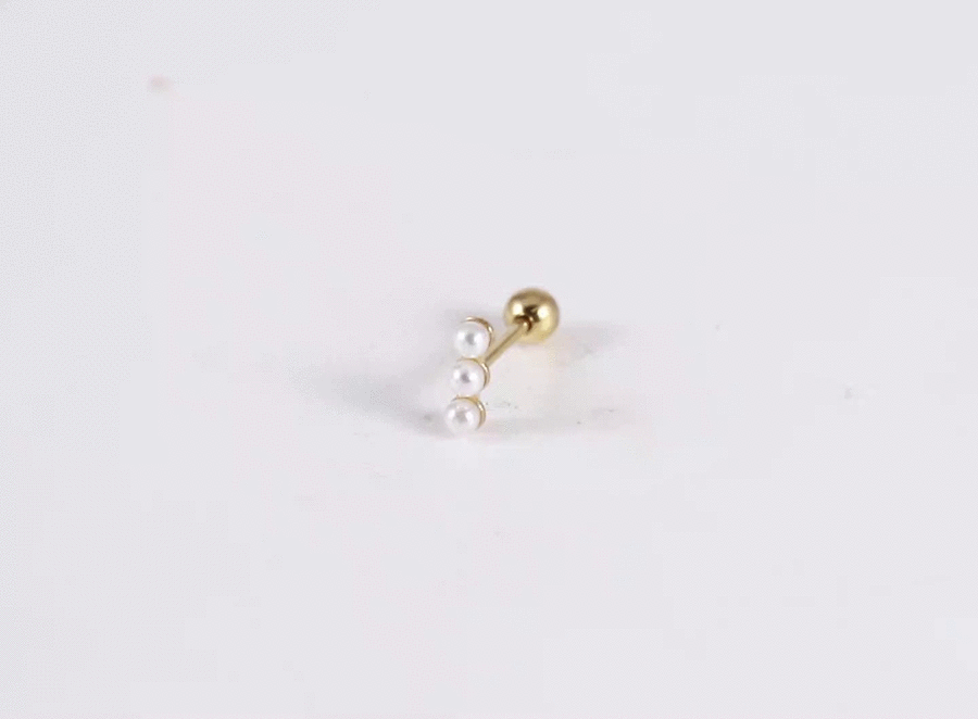 JRTH100 STAINLESS STEEL EXTERNAL THREAD HELIX WITH 3 PLASTIC PEARL
