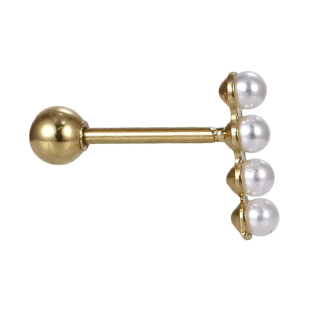 JRTH101 STAINLESS STEEL EXTERNAL THREAD HELIX WITH 4 PLASTIC PEARL