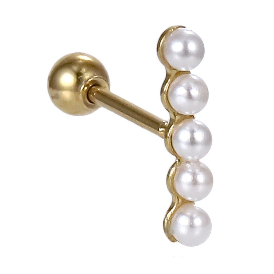 JRTH102 STAINLESS STEEL EXTERNAL THREAD HELIX WITH 5 PLASTIC PEARL