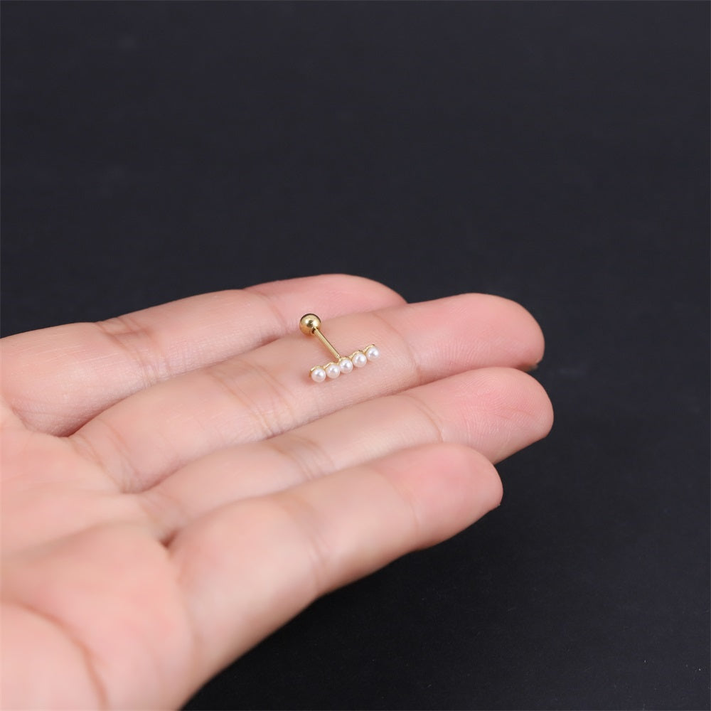 JRTH102 STAINLESS STEEL EXTERNAL THREAD HELIX WITH 5 PLASTIC PEARL