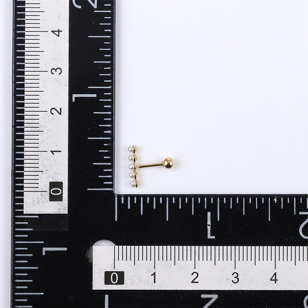 JRTH102 STAINLESS STEEL EXTERNAL THREAD HELIX WITH 5 PLASTIC PEARL