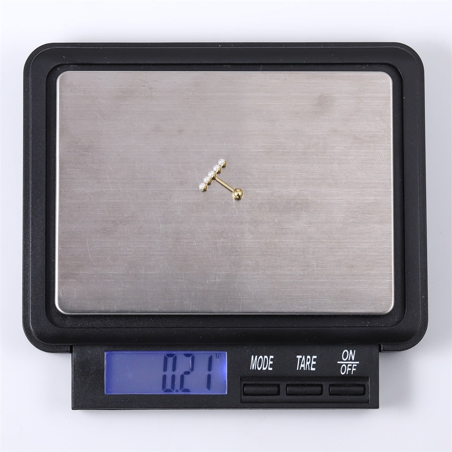 JRTH102 STAINLESS STEEL EXTERNAL THREAD HELIX WITH 5 PLASTIC PEARL