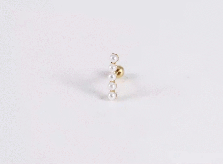 JRTH102 STAINLESS STEEL EXTERNAL THREAD HELIX WITH 5 PLASTIC PEARL