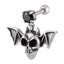 JRTH71 STAINLESS STEEL EXTERNAL THREAD HELIX WITH SKULL & CZ