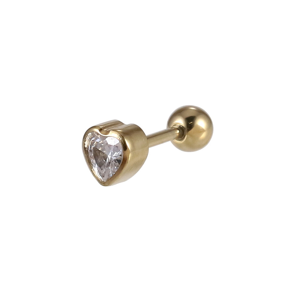 JRTH85 STAINLESS STEEL EXTERNAL THREAD HELIX WITH HEART SHAPE CZ