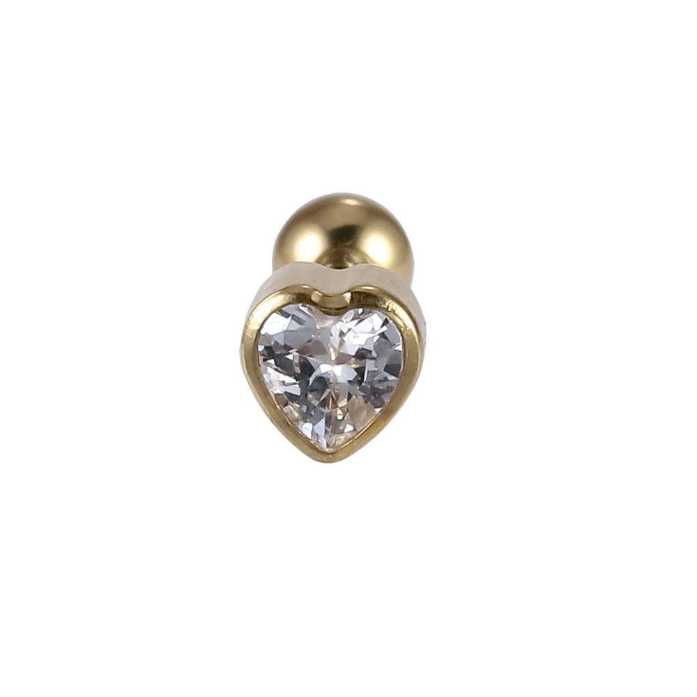 JRTH85 STAINLESS STEEL EXTERNAL THREAD HELIX WITH HEART SHAPE CZ