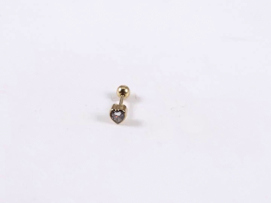 JRTH85 STAINLESS STEEL EXTERNAL THREAD HELIX WITH HEART SHAPE CZ
