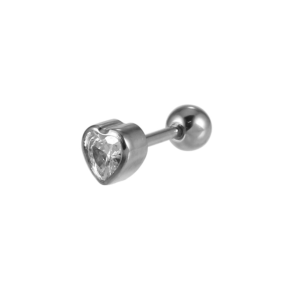 JRTH85 STAINLESS STEEL EXTERNAL THREAD HELIX WITH HEART SHAPE CZ