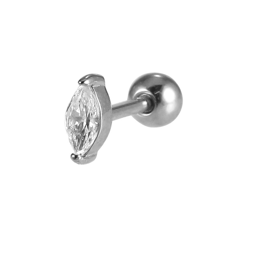 JRTH88 STAINLESS STEEL EXTERNAL THREAD HELIX WITH HORSE EYE CZ
