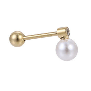 JRTH95 STAINLESS STEEL EXTERNAL THREAD HELIX WITH SHELL PEARL & CZ