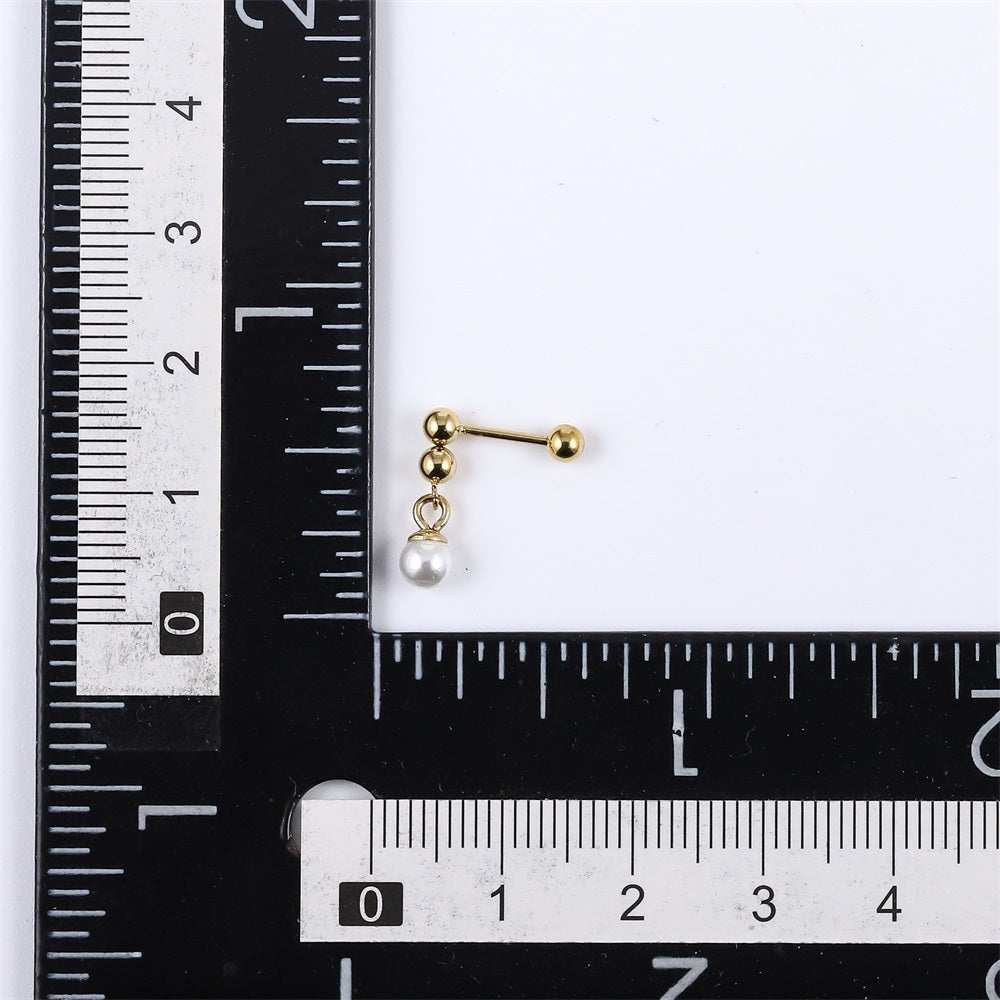 JRTH98 STAINLESS STEEL EXTERNAL THREAD HELIX WITH SHELL PEARL
