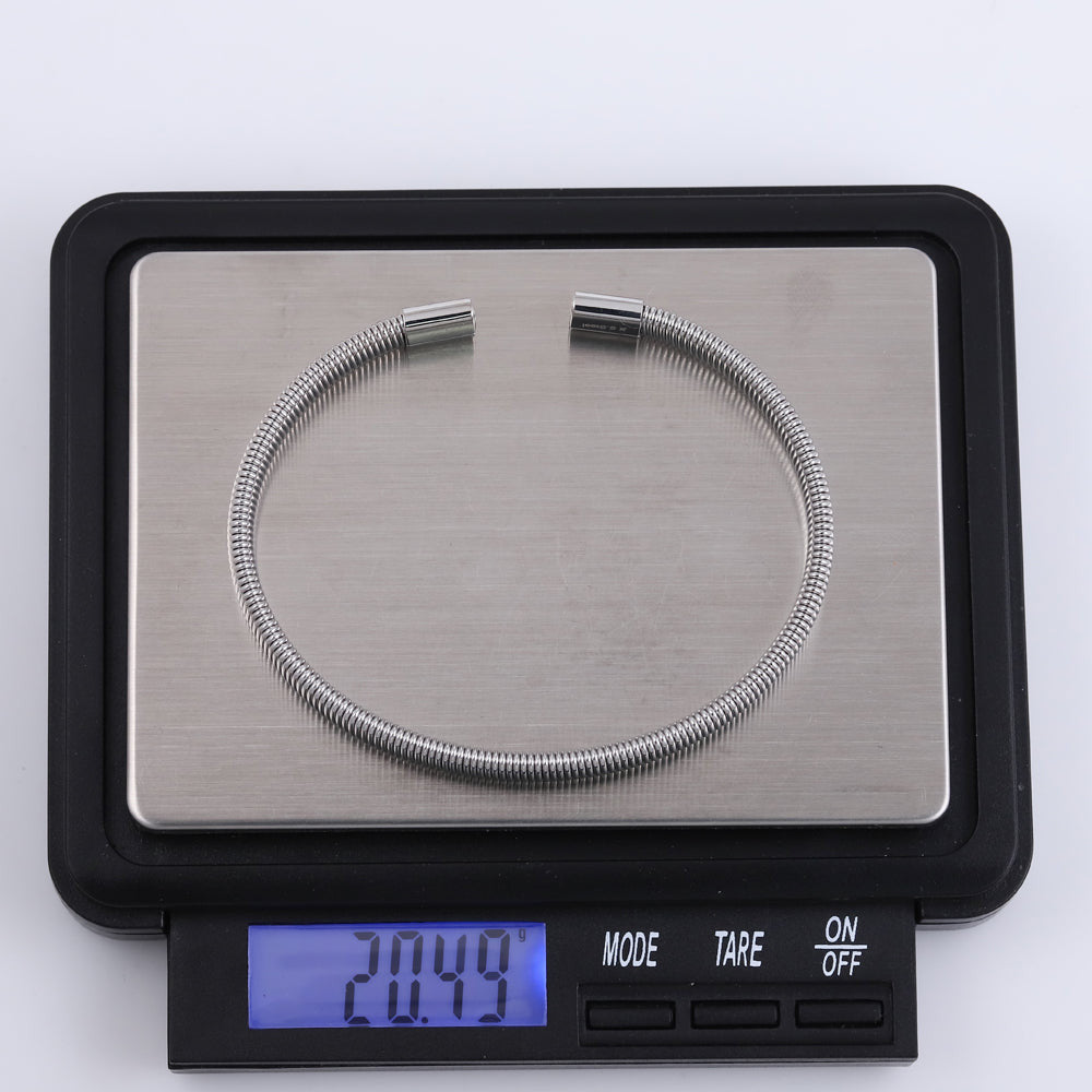 stainless steel open bangle, snake chain shape design