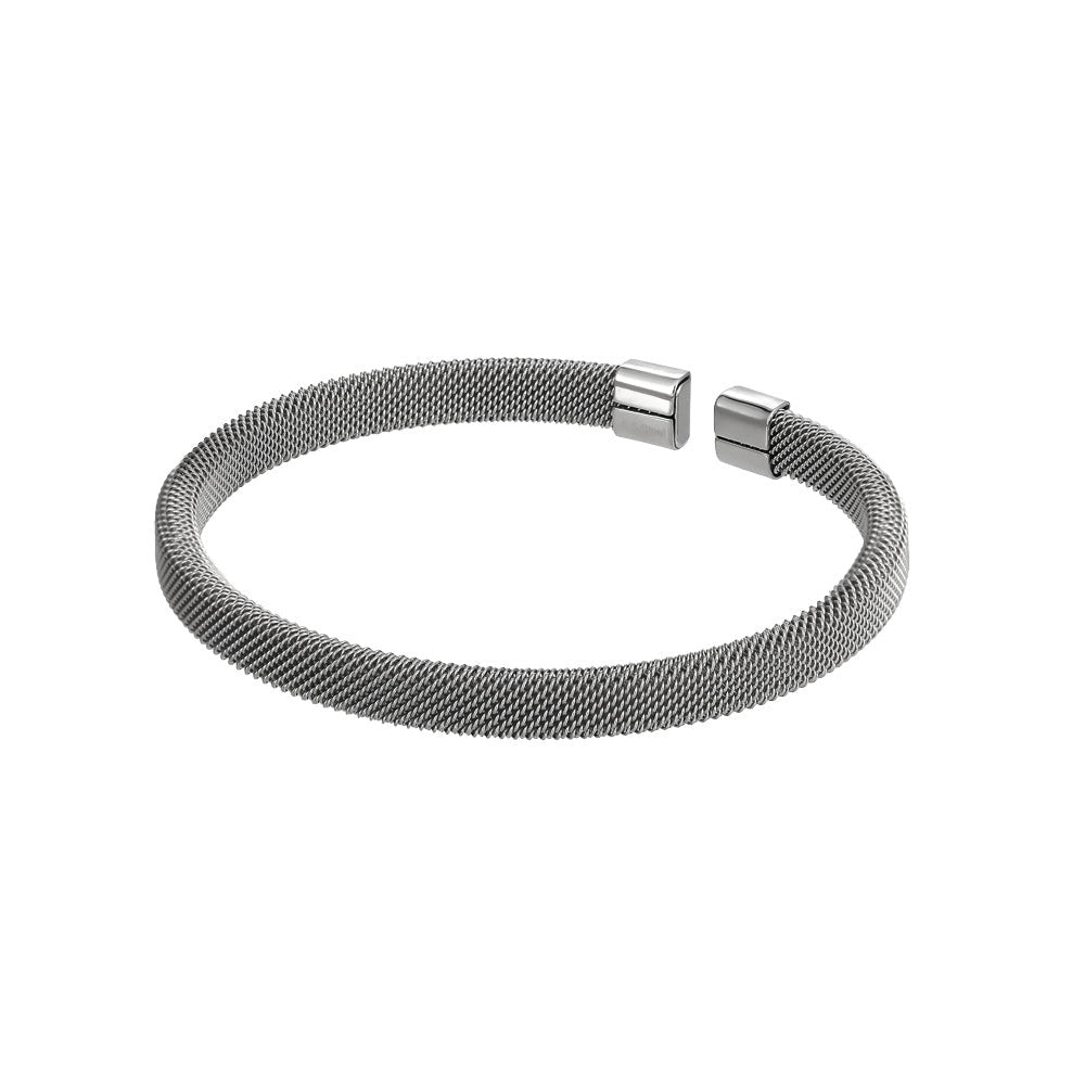 stainless steel, open bangle, mesh design