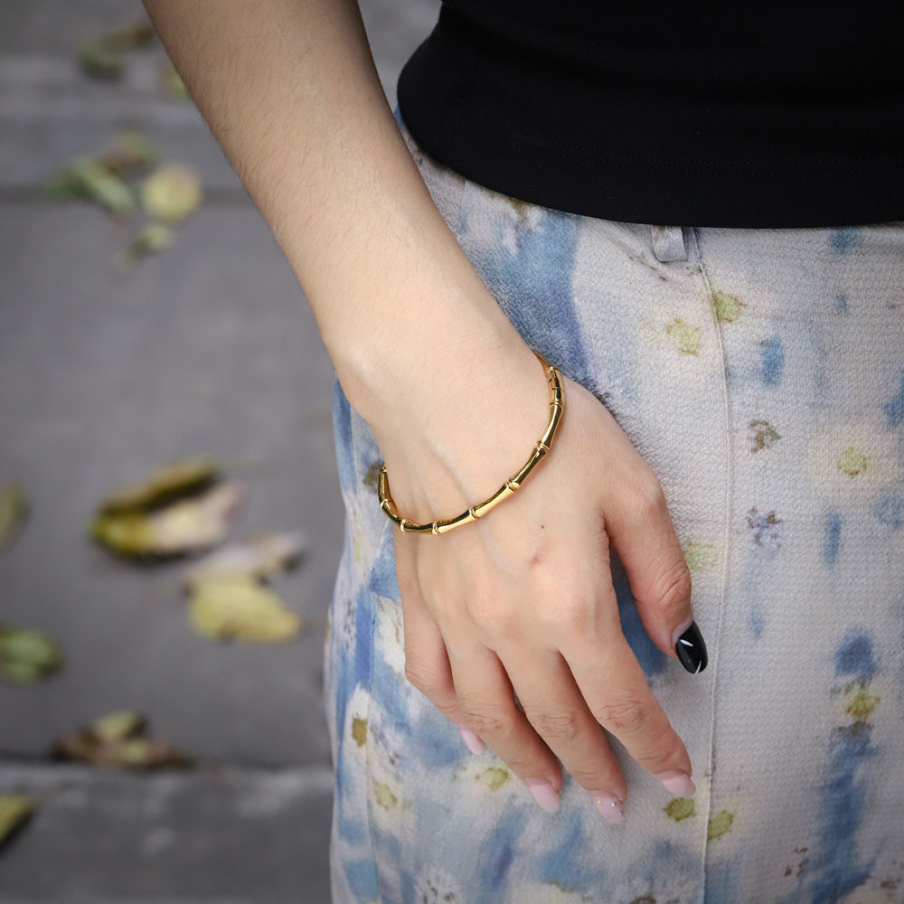 hinged bangle, stainless steel bangle, bamboo design