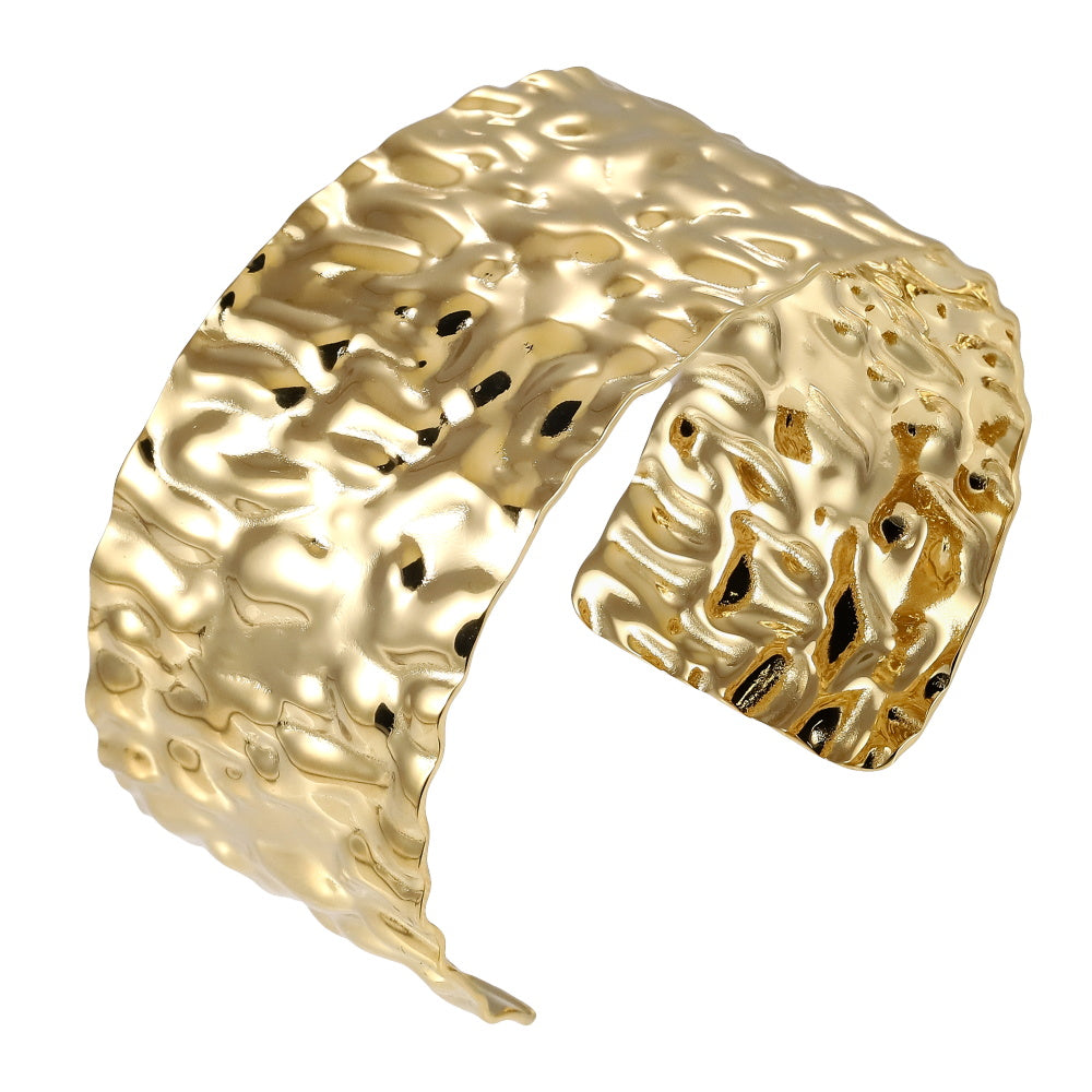 MBSG18 STAINLESS STEEL HAMMER EFFECT ADJUSTABLE OPEN BANGLE