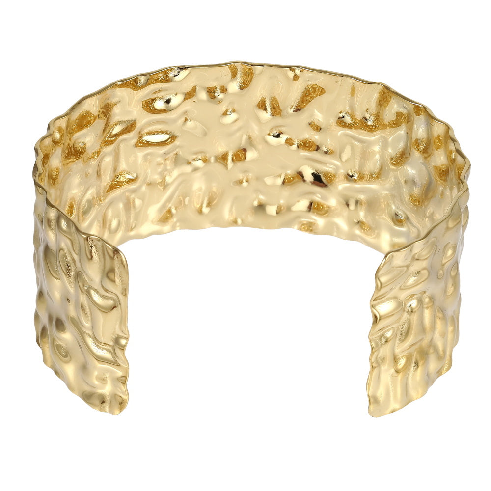 MBSG18 STAINLESS STEEL HAMMER EFFECT ADJUSTABLE OPEN BANGLE